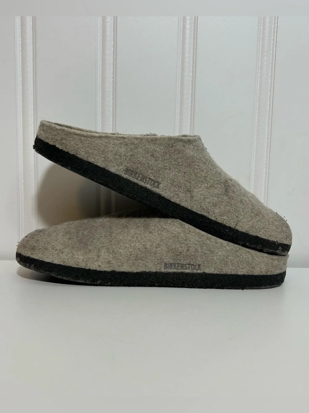 Birkenstock zermatt Gray Felt Clog Slippers